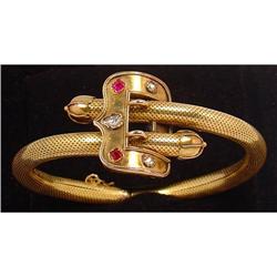 Ruby and Diamond Gold Bangle Bracelet #933888