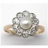 Image 1 : Edwardian Pearl and Diamond Cluster Ring #933904