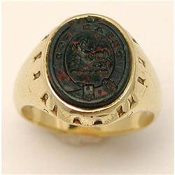 Art Deco Bloodstone Crest  Ring #934008