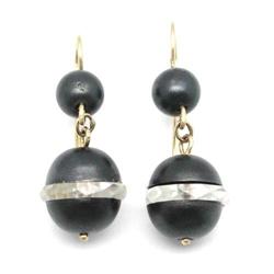 Gold, Gun metal & Crystal Victorian Earrings #934015