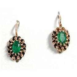 14 Kt. yellow gold  earrings  with emeralds #934019