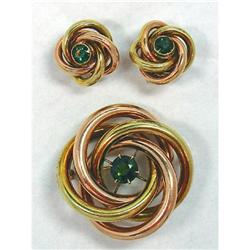 14Kt. Tourmaline Brooch and Earrings Set #934034