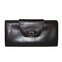 Salvatore Ferragamo Dark Brown Soft Leather Long Wallet