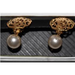Chanel Clip On Pearl Drop Earrings
