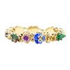 Image 1 : Multi-Colored Gemstone Vintage Slide Charm Bracelet - 14KT Yellow Gold