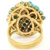 Image 5 : Vintage Large 18k Yellow Gold 50 Natural Round Turquoise Wire Dome Cocktail Ring