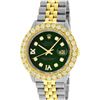 Image 2 : Rolex Mens 2 Tone Green VS 4 ctw Beadset Diamond Datejust Wristwatch with Rolex