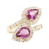 Image 1 : 3.36 ctw Pink Sapphire and Diamond Ring - 14KT Yellow Gold