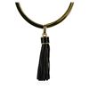 Image 2 : Leather Tassel Pendant Necklace - Rhodium Plated
