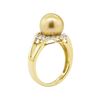 Image 4 : Pearl and Diamond Ring - 18KT Yellow Gold