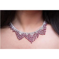 GIA 52.2CT BURMA RUBY 18K WHITE GOLD NECKLACE