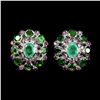 Image 1 : Natural Emerald Chrome Diopside Rhodolite Earrings