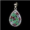Image 1 : Natural Emerald Rhodolite Garnet Tanzanite Pendant