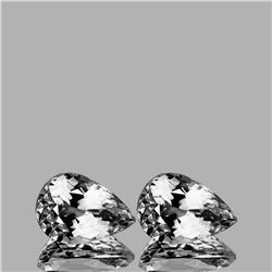 Natural  Diamond White Aquamarine Pair 9x6.5 MM - FL