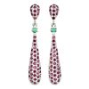 Image 1 : Natural Green Emerald & Rhodolite Garnet Earrings