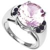 Image 1 : Natural Pink Amethyst & Sapphire Ring