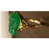 Image 3 : Hand Carved 12 Ct Jade Buddha Ring Mounted In 14 kt.