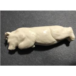 Hand Carved Antler 3D Bear Pendant