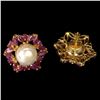 Image 2 : Natural Pearl & Marquise Red Ruby Earrings