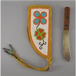 PLAINS INDIAN KNIFE SHEATH AND KNIFE