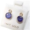 Image 4 : 14K Yellow Gold Tanzanite(2.4ct) Diamond(0.08ct) Earrings (~weight 1.03g), Made in Canada, Appraised