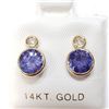 Image 6 : 14K Yellow Gold Tanzanite(2.4ct) Diamond(0.08ct) Earrings (~weight 1.03g), Made in Canada, Appraised