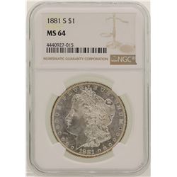 1881-S $1 Morgan Silver Dollar Coin NGC MS64