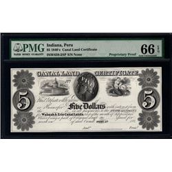 1840's $5 Peru IN Canalland Certificate PMG 66EPQ