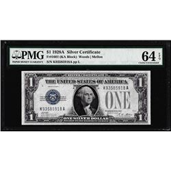 1928A $1 Funnyback Silver Certificate Note Fr.1601 PMG Choice Uncirculated 64EPQ
