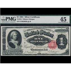 1891 $1 Martha Washington Silver Certificate PMG 45