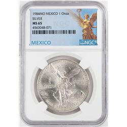 1984Mo Mexico 1 Onza Libertad Silver Coin NGC MS65