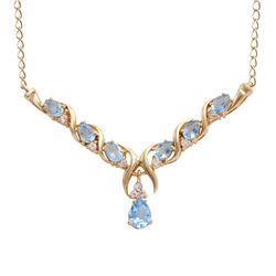 Plated 18KT Yellow Gold 4.00ctw Blue and White Topaz Pendant with Chain