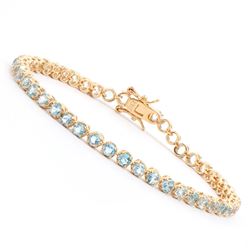 Plated 18KT Yellow Gold 4.10ctw Blue Topaz Bracelet