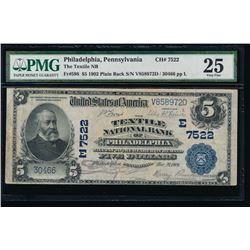 1902 $5 Philadelphia National Bank Note PMG 25