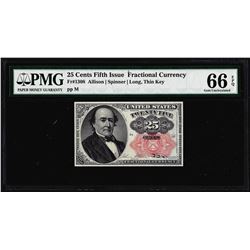 1874 25 Cent Fifth Issue Fractional Currency Note Fr.1308 PMG Choice Uncirculated 66EPQ