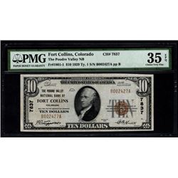 1929 $10 Fort Collins National Bank Note PMG 35EPQ