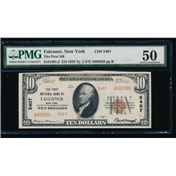 1929 $10 Falconer National Bank Note PMG 50