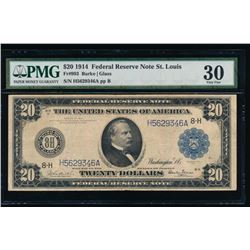 1914 $20 St Louis Federal Reserve Note PMG 30