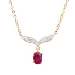 Plated 18KT Yellow Gold 1.00ct Ruby and Diamond Pendant with Chain
