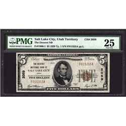 1929 $5 Salt Lake City National Bank Note PMG 25