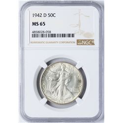 1942-D Walking Liberty Half Dollar Coin NGC MS65