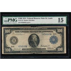 1914 $100 St. Louis Federal Reserve Note PMG 15