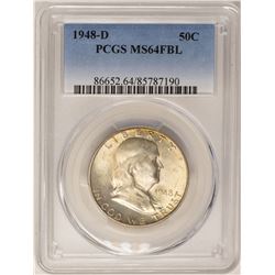 1948-D Franklin Half Dollar Coin PCGS MS64FBL