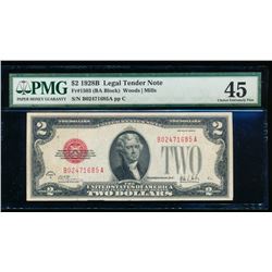 1928B $2 Legal Tender Note PMG 45