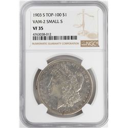 1903-S Top 100 $1 Morgan Silver Dollar Coin NGC VF35 VAM-2 Small S