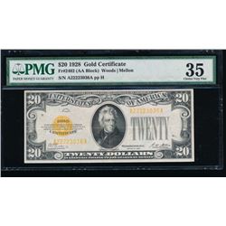 1928 $20 Gold Certificate PMG 35