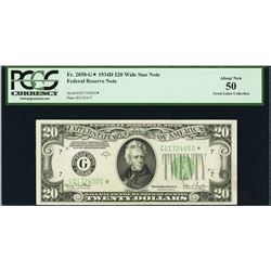 1934D $20 Chicago Federal Reserve STAR Note PCGS 50