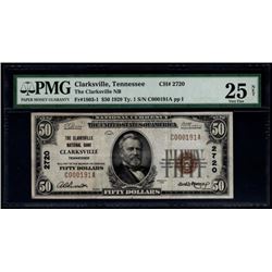 1929 $50 Clarksville National Bank Note PCGS 25NET