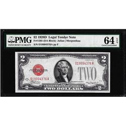 1928D $2 Legal Tender Note Fr.1505 PMG Choice Uncirculated 64EPQ