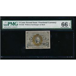 5 Cent Second Issue Fractional Currency Note PMG 66EPQ